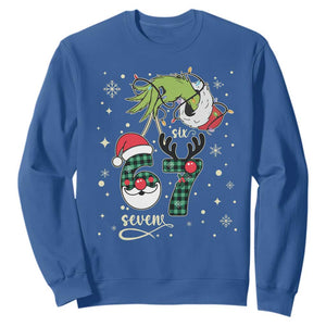 Funny Green Hand Six Seven Meme Sweatshirt Gen Z Alpha Xmas Gift TS12 Royal Blue Print Your Wear