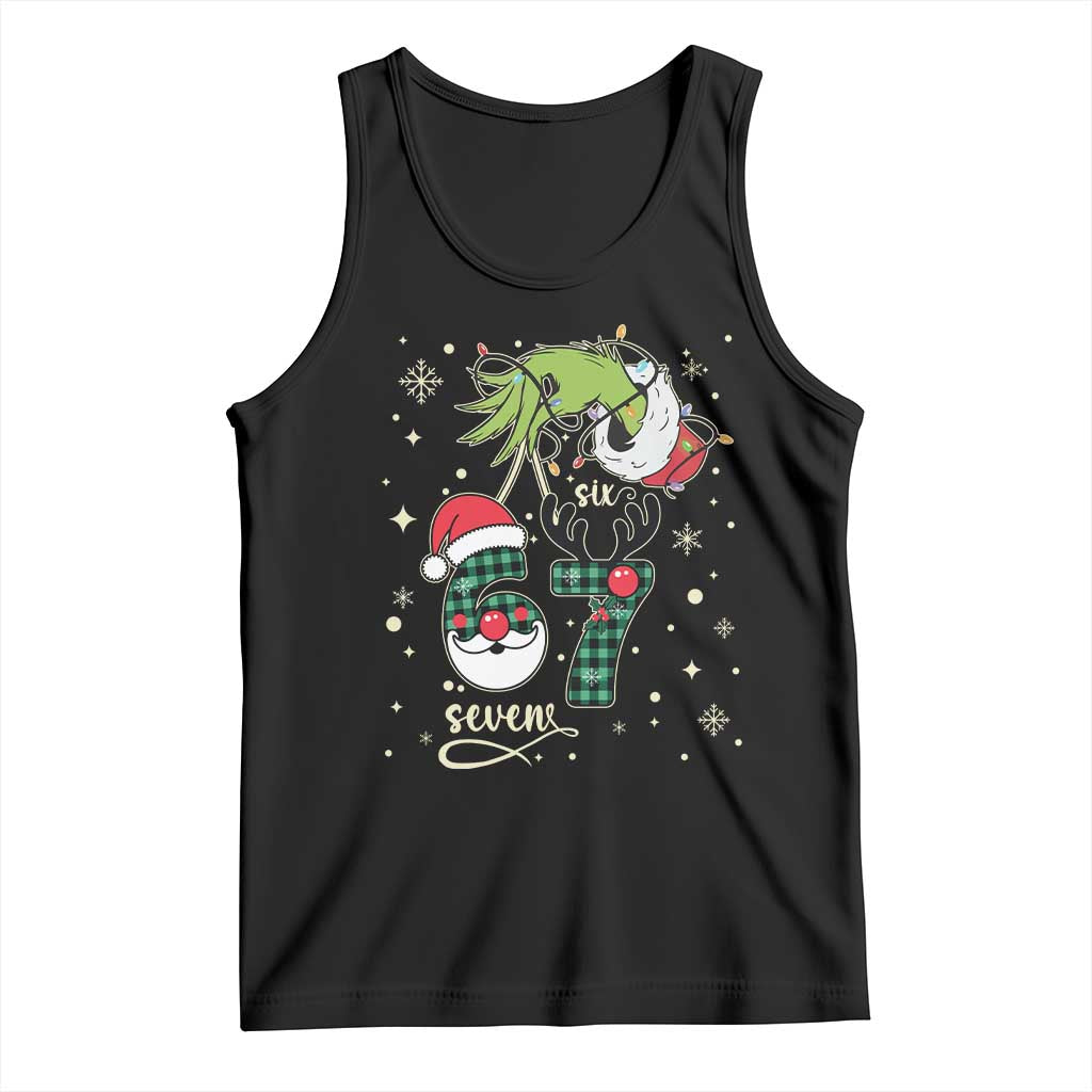 Funny Green Hand Six Seven Meme Tank Top Gen Z Alpha Xmas Gift TS12 Black Print Your Wear