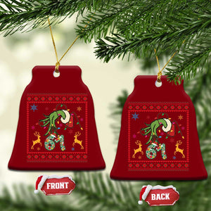 Green Hand 67 Meme Ugly Sweater Ceramic Ornament Funny Holiday Gift TS12 Print Your Wear