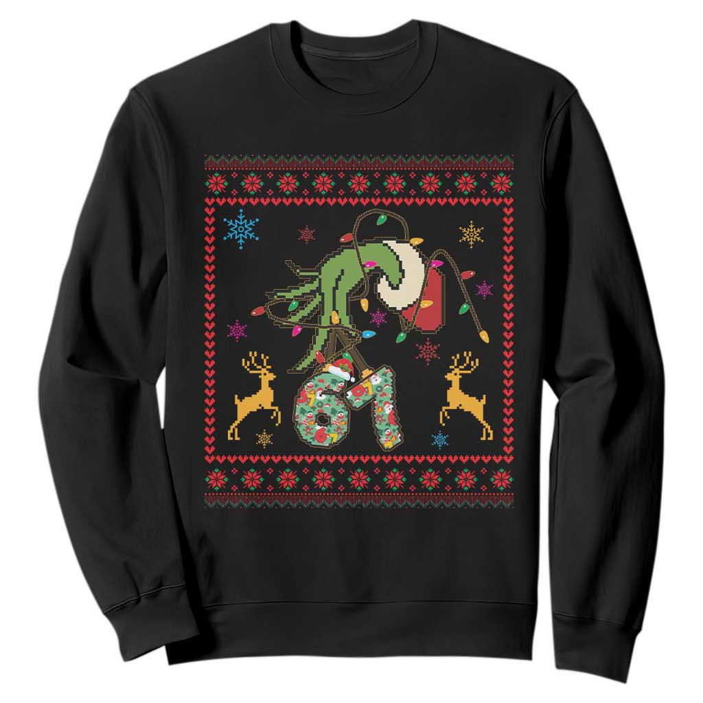 Green Hand 67 Meme Ugly Sweater Sweatshirt Funny Holiday Gift TS12 Black Print Your Wear