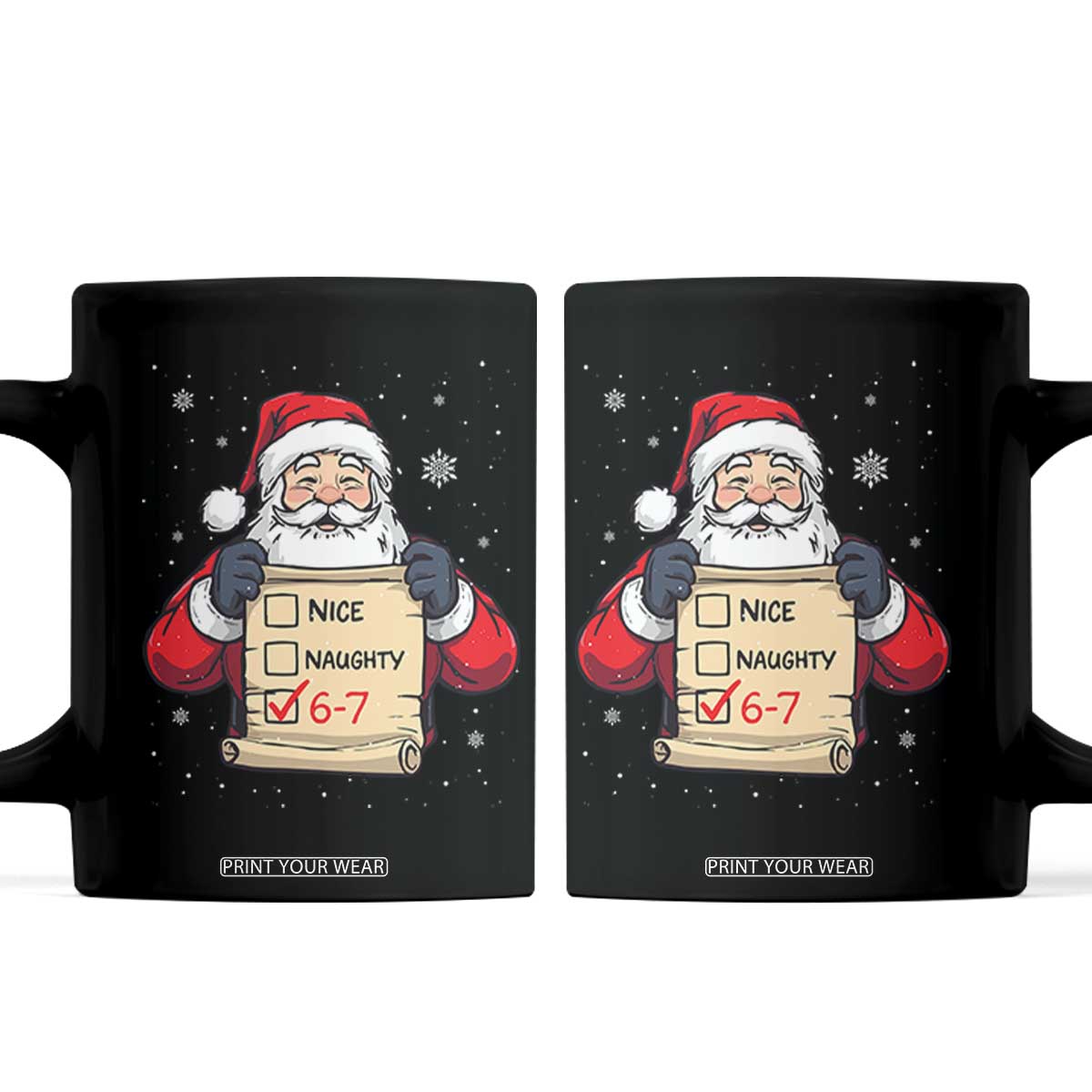 Funny Santa Six Seven Meme Coffee Mug Gen Z Christmas Gift TS12 Black Print Your Wear