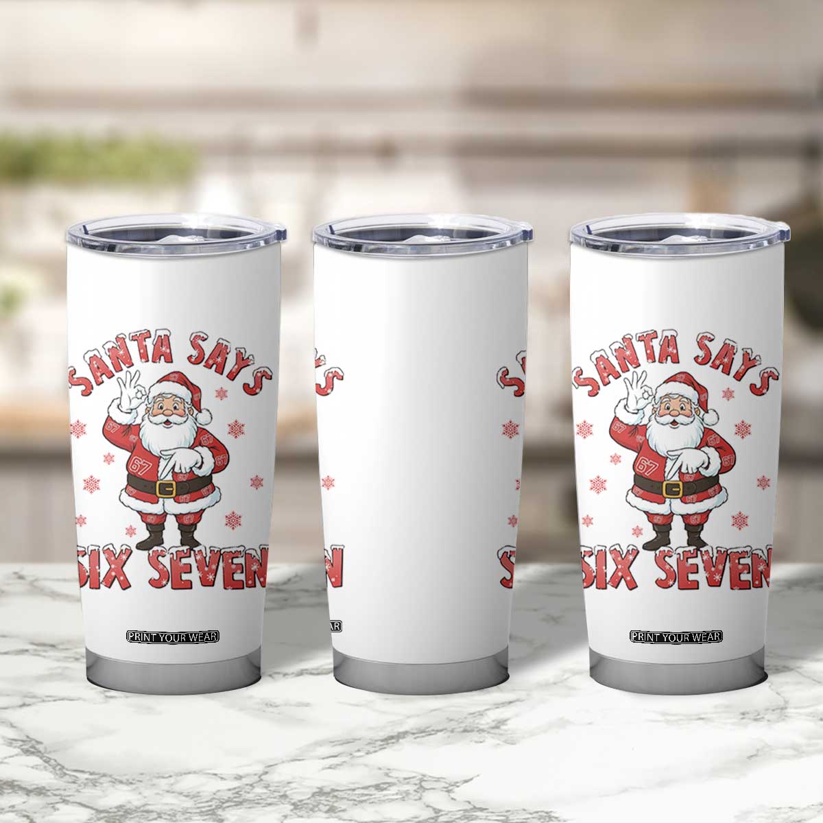 Funny Christmas Meme Gift Tumbler Cup Santa Says Six Seven TS12 Print Your Wear