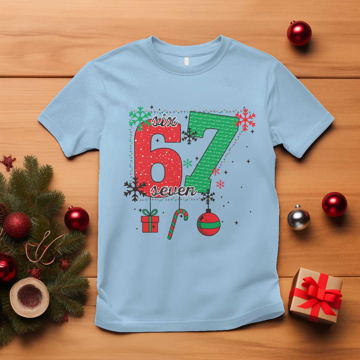 Funny Six Seven Meme Trendy TikTok T Shirt Christmas Gift TS12 Light Blue Print Your Wear