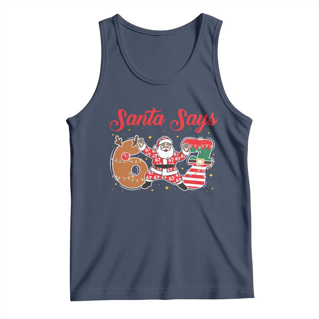 Funny Santa Says Six Seven Meme Tank Top Holiday Gift For Gen Z TS12 Navy Print Your Wear