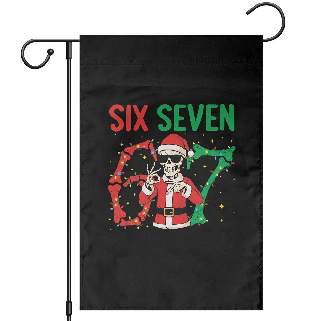 Funny Santa Skeleton Says Six Seven Garden Flag Christmas Meme Gift TS12 Black Print Your Wear