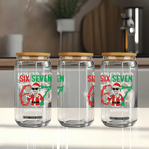 Funny Santa Skeleton Says Six Seven Glass Can Christmas Meme Gift TS12 Print Your Wear