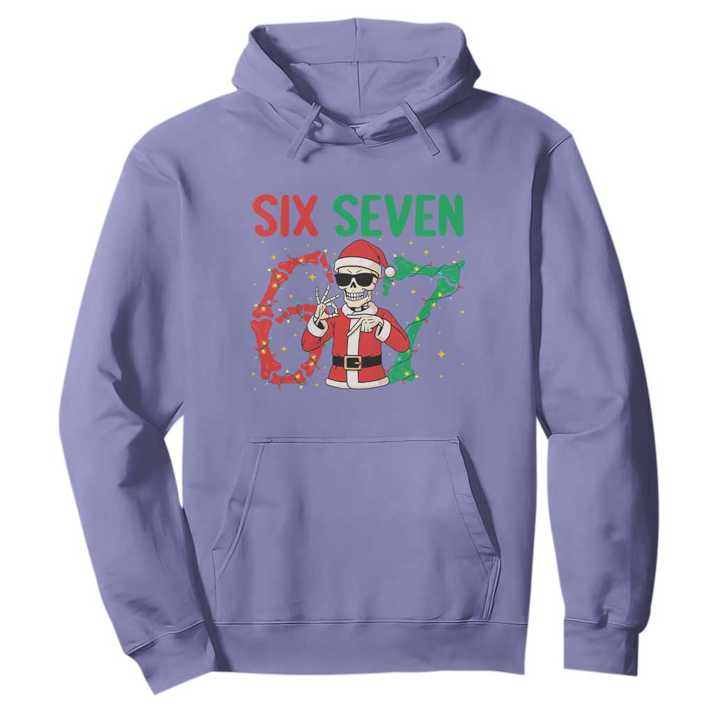Funny Santa Skeleton Says Six Seven Hoodie Christmas Meme Gift TS12 Violet Print Your Wear
