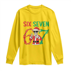 Funny Santa Skeleton Says Six Seven Long Sleeve Shirt Christmas Meme Gift TS12 Daisy Print Your Wear