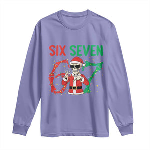 Funny Santa Skeleton Says Six Seven Long Sleeve Shirt Christmas Meme Gift TS12 Violet Print Your Wear