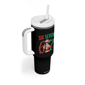 Funny Santa Skeleton Says Six Seven Tumbler With Handle Christmas Meme Gift TS12 Print Your Wear