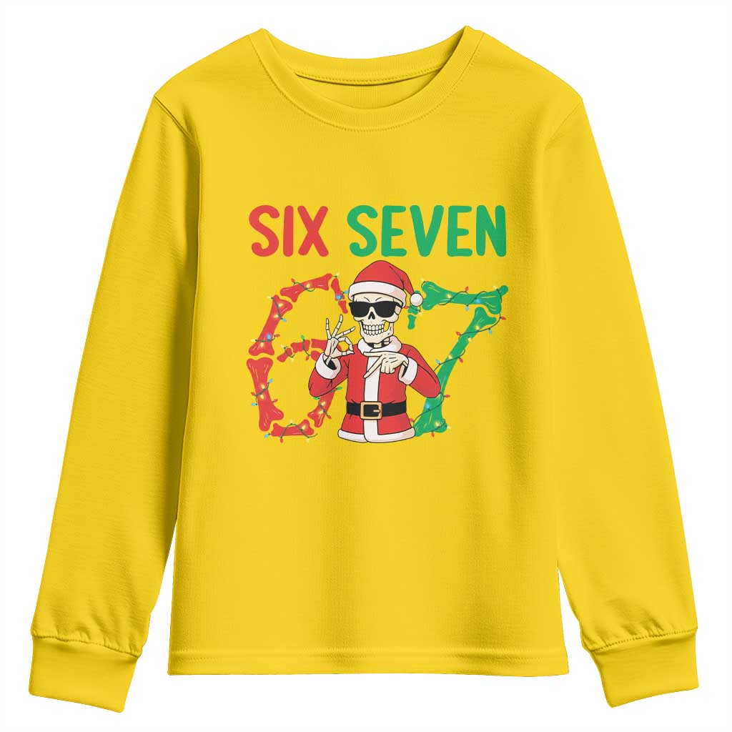 Funny Santa Skeleton Says Six Seven Youth Sweatshirt Christmas Meme Gift TS12 Daisy Print Your Wear