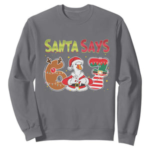 Funny Sant Goose Says Six Seven Sweatshirt Christmas Gift For Gen Z TS12 Charcoal Print Your Wear