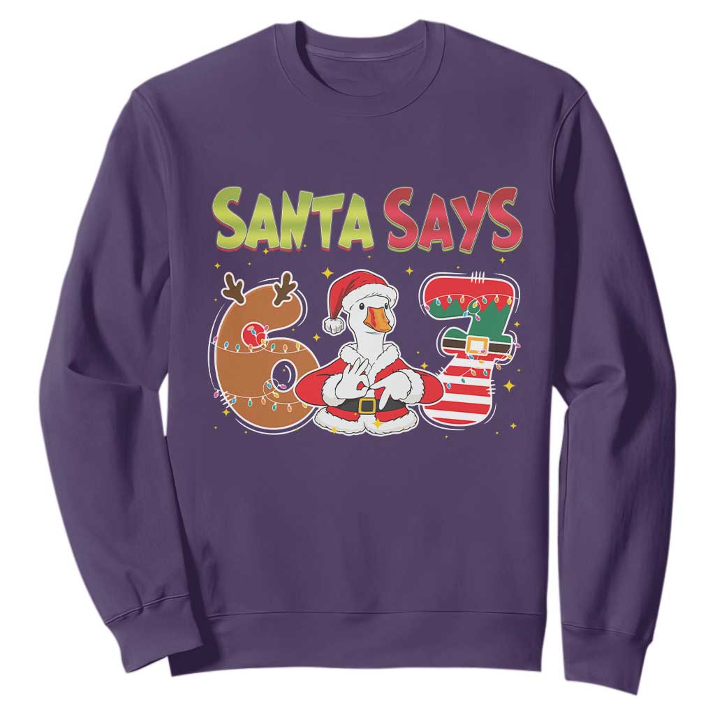 Funny Sant Goose Says Six Seven Sweatshirt Christmas Gift For Gen Z TS12 Purple Print Your Wear