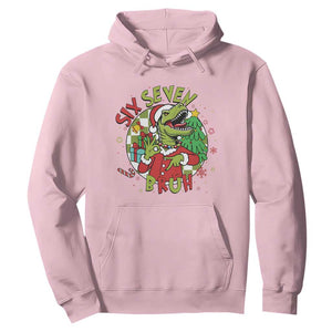 Funny Christmas Dinosaur Lover Gift Hoodie Trending Six Seven Bruh TS12 Light Pink Print Your Wear