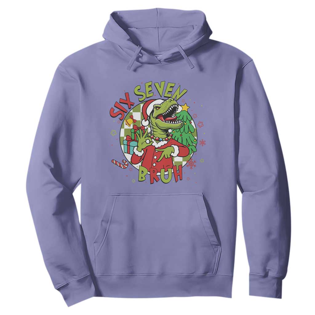 Funny Christmas Dinosaur Lover Gift Hoodie Trending Six Seven Bruh TS12 Violet Print Your Wear