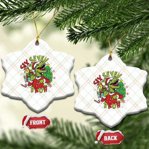 Funny Christmas Dinosaur Lover Gift Ceramic Ornament Trending Six Seven Bruh TS12 Print Your Wear