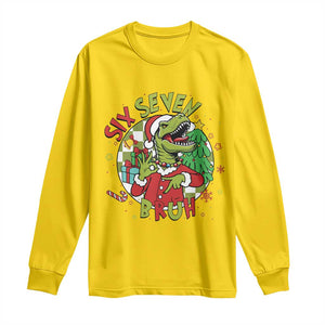 Funny Christmas Dinosaur Lover Gift Long Sleeve Shirt Trending Six Seven Bruh TS12 Daisy Print Your Wear