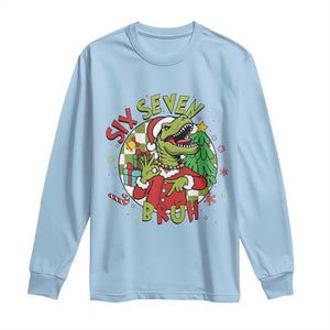 Funny Christmas Dinosaur Lover Gift Long Sleeve Shirt Trending Six Seven Bruh TS12 Light Blue Print Your Wear