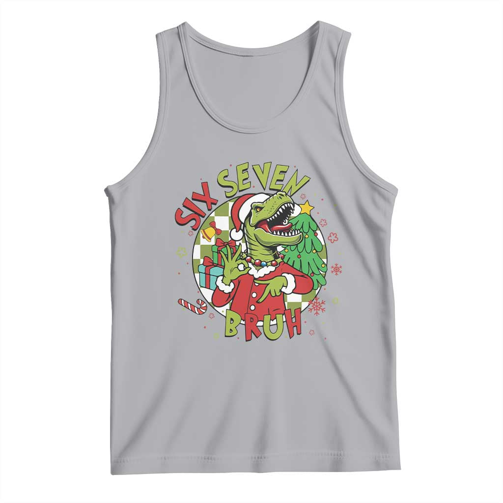 Funny Christmas Dinosaur Lover Gift Tank Top Trending Six Seven Bruh TS12 Athletic Heather Print Your Wear