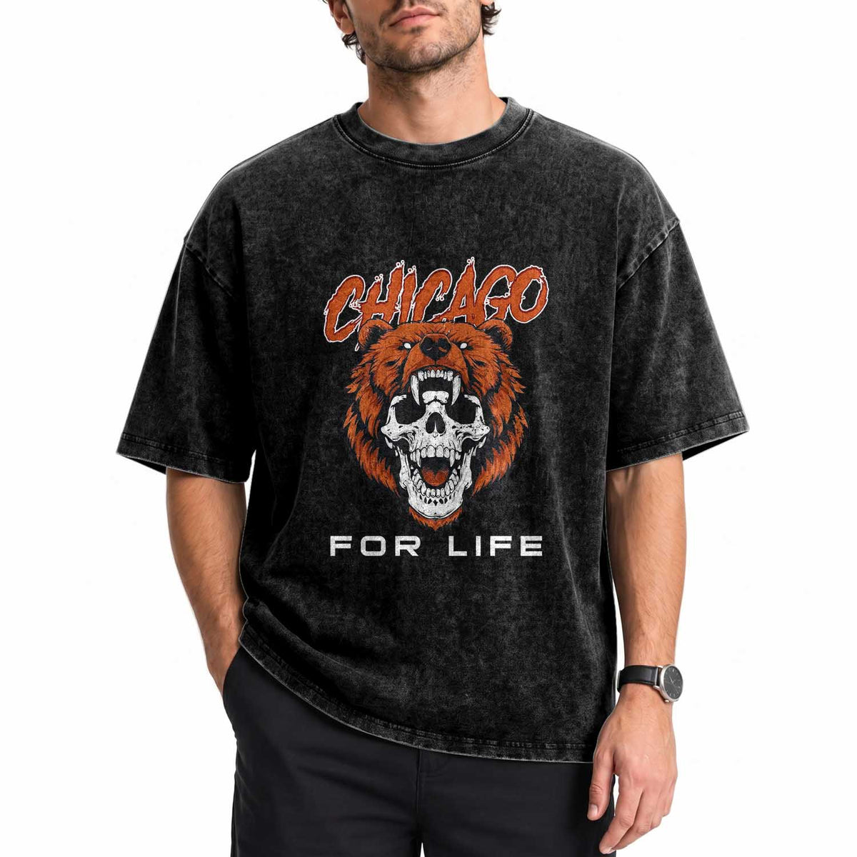 CFB Lover Washed Cotton T-Shirt Bear Skull Gothic Fan Gift