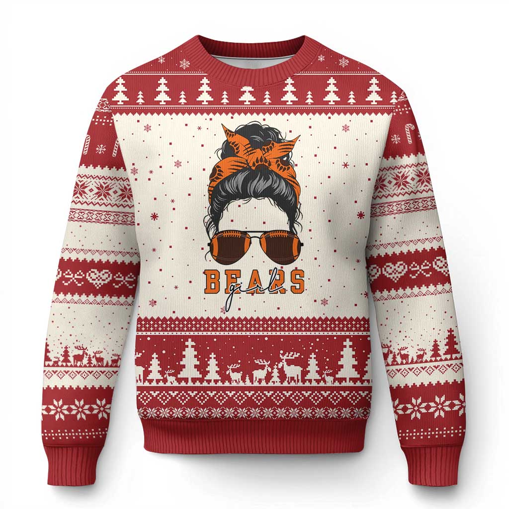 Girl Messy Bun Fan Ugly Christmas Sweater CFB Lovers Gift TS12 Beige Red Print Your Wear