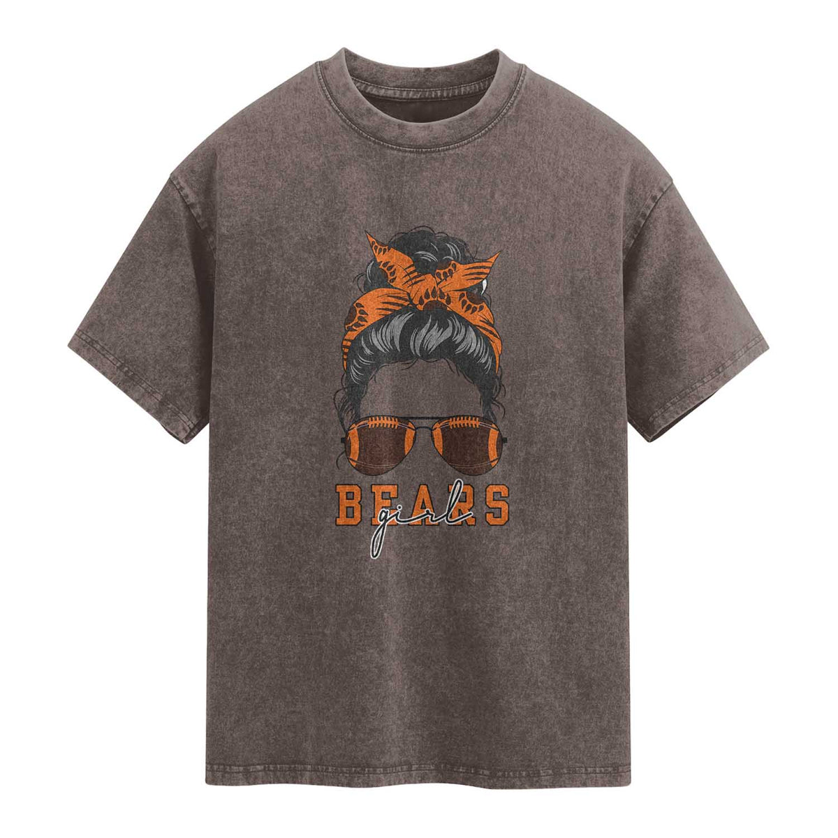 Girl Messy Bun Fan Washed Cotton T-Shirt CFB Lovers Gift