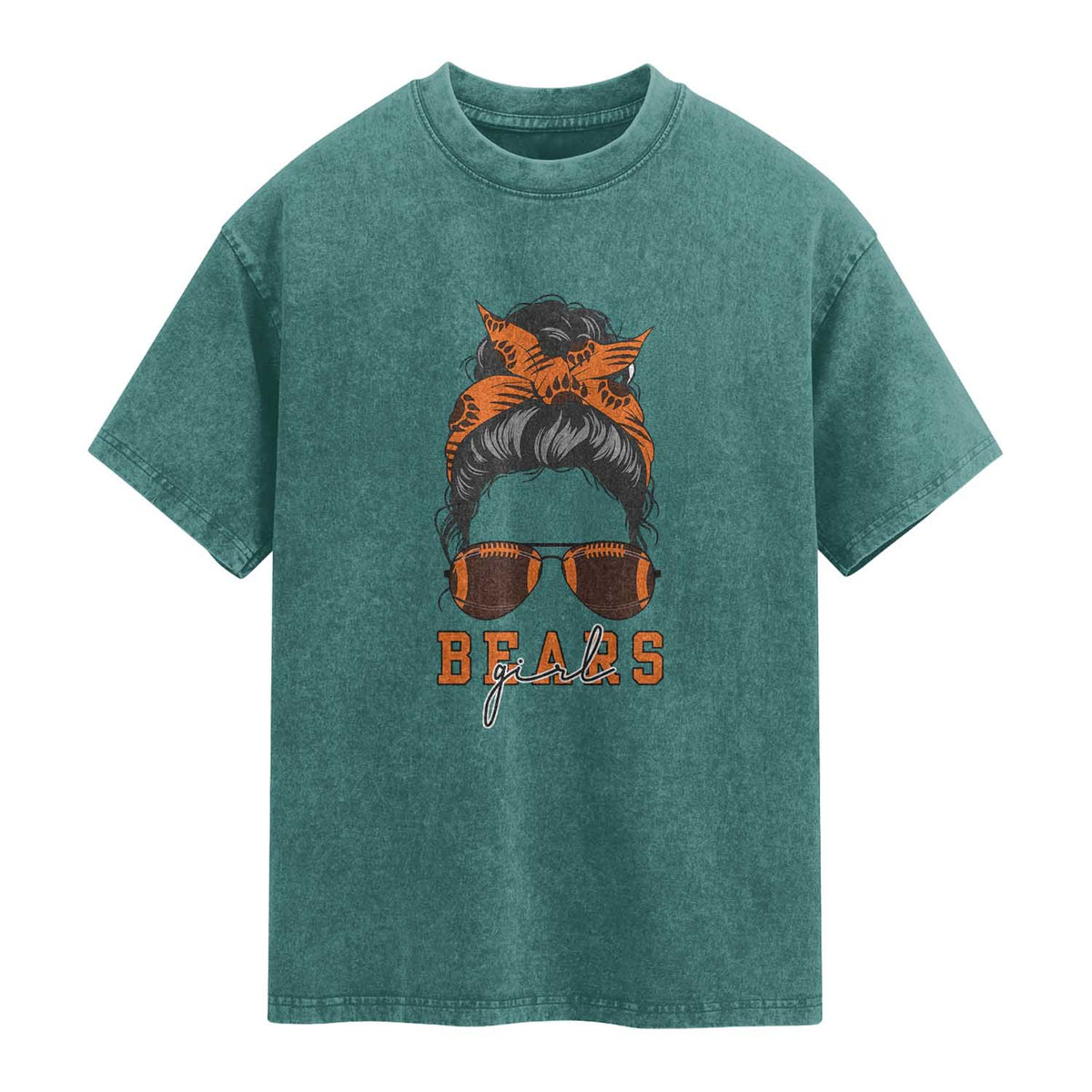 Girl Messy Bun Fan Washed Cotton T-Shirt CFB Lovers Gift