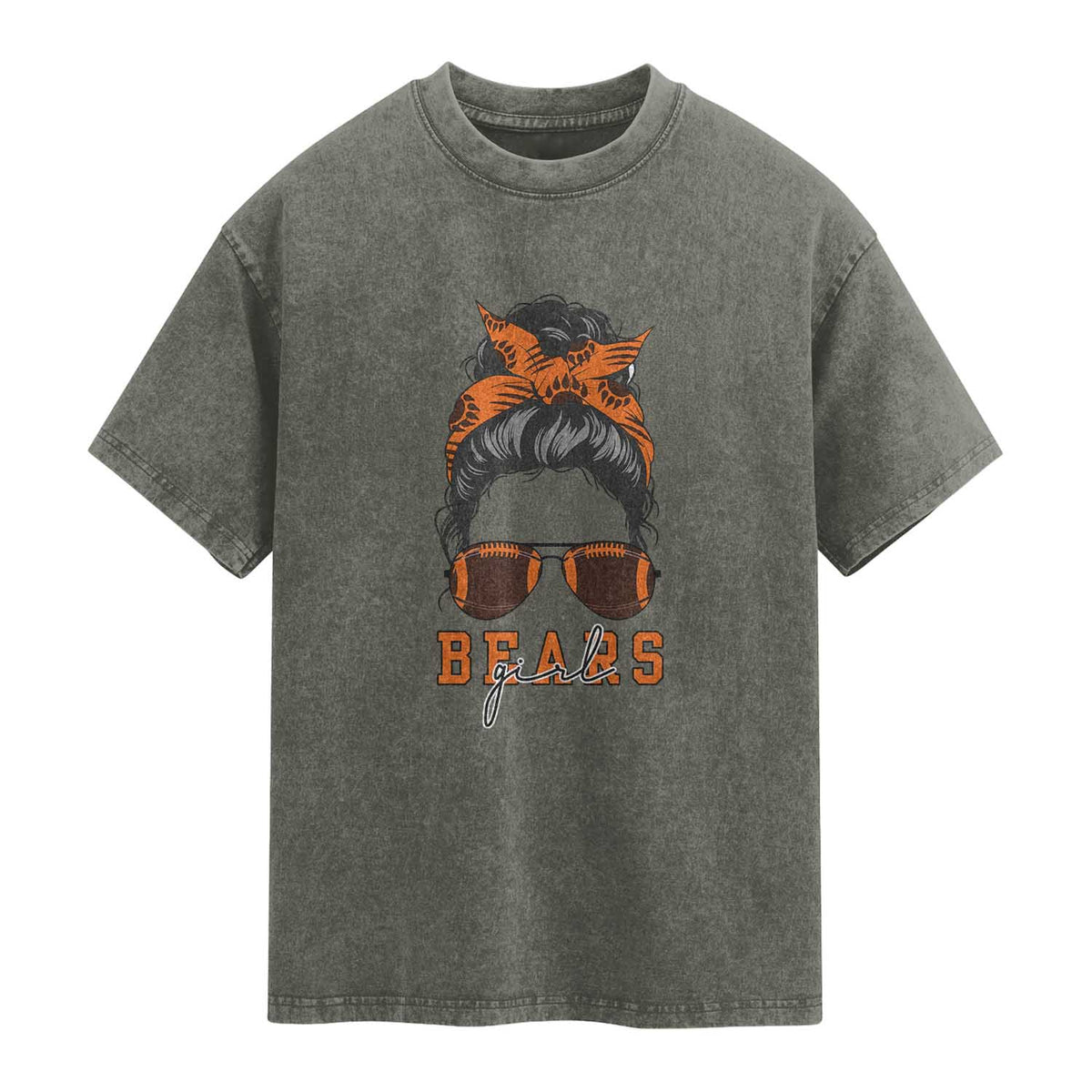 Girl Messy Bun Fan Washed Cotton T-Shirt CFB Lovers Gift