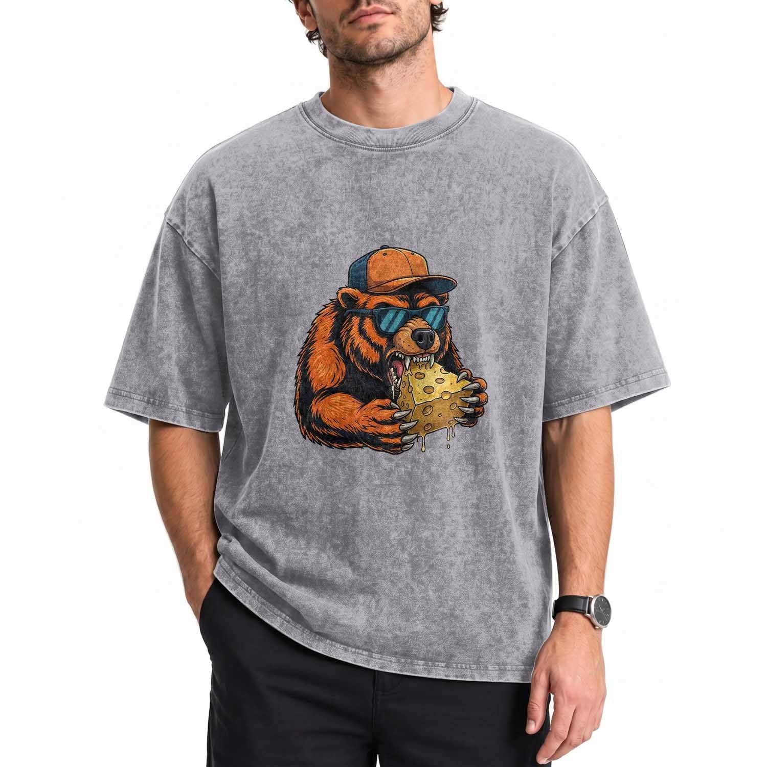 Funny Br Eating CHZ Joke Game Day Washed Cotton T-Shirt Gift For Football Lovers
