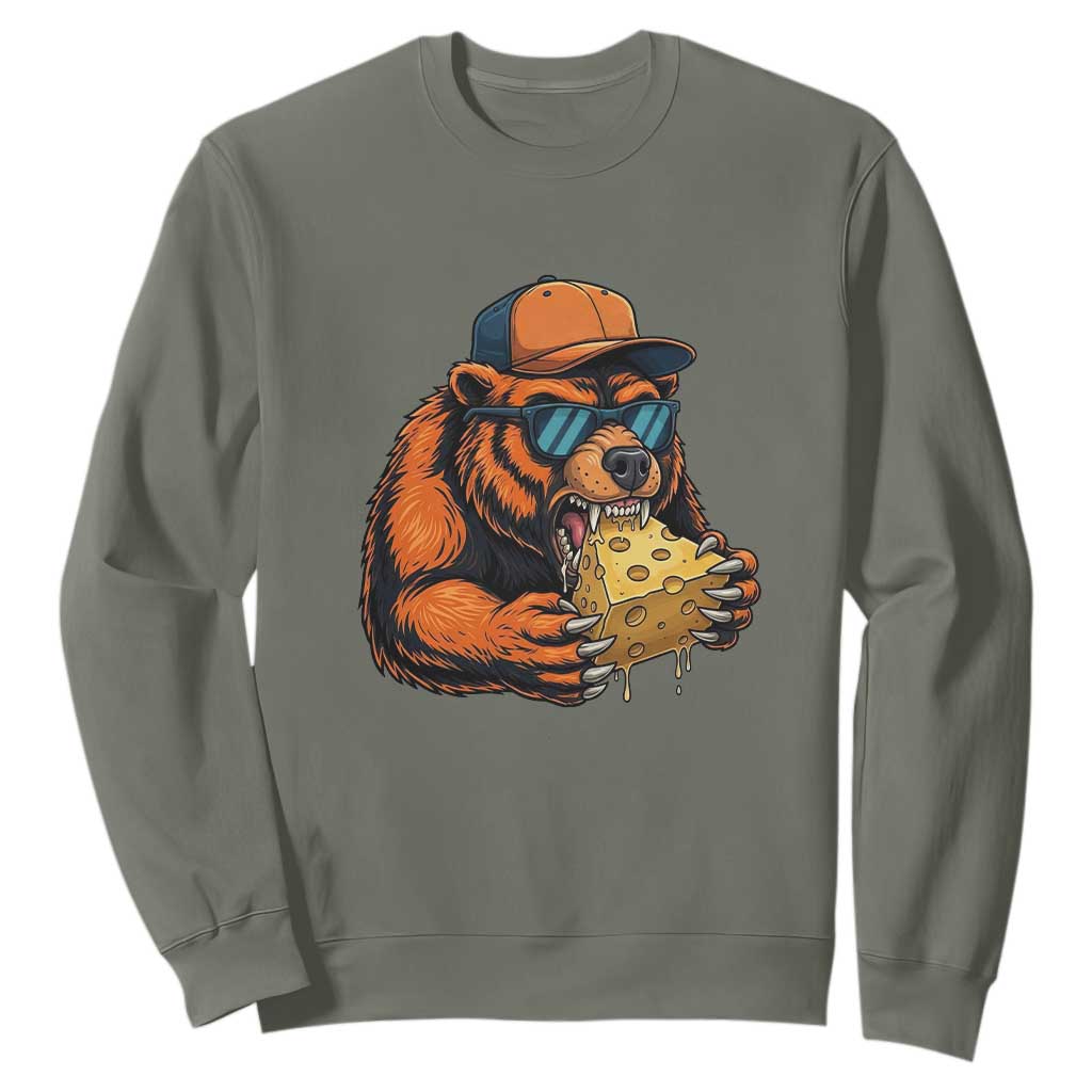 Funny Br Eating CHZ Joke Game Day Sweatshirt Gift For Football Lovers TS12 Military Green Print Your Wear
