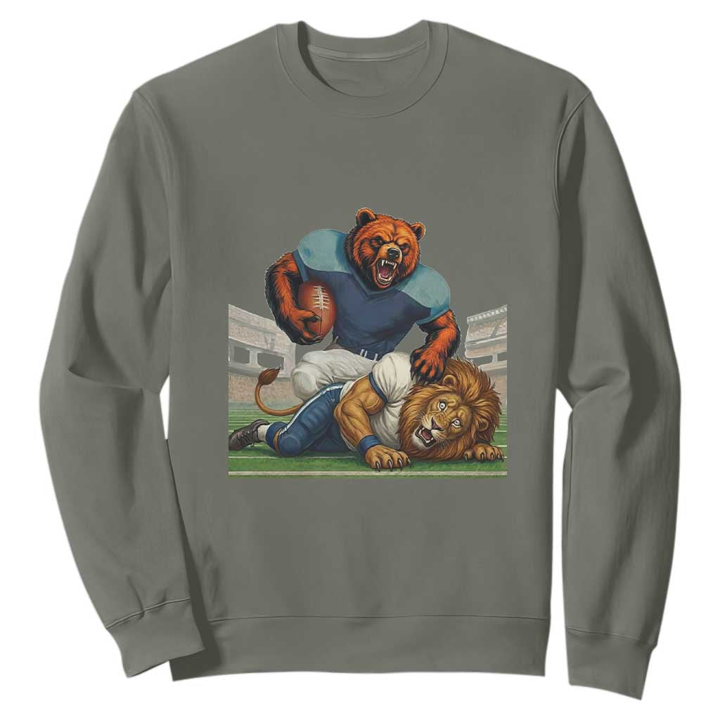 Football Rival Gift Sweatshirt Fierce Br Defeating Lio TS12 Military Green Print Your Wear