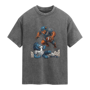 Fierce Br Defeating Lio Washed Cotton T-Shirt Gift For Football Lovers