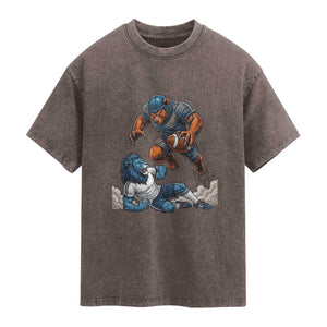Fierce Br Defeating Lio Washed Cotton T-Shirt Gift For Football Lovers