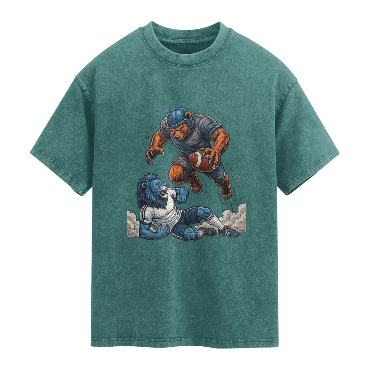 Fierce Br Defeating Lio Washed Cotton T-Shirt Gift For Football Lovers