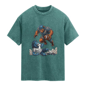 Fierce Br Defeating Lio Washed Cotton T-Shirt Gift For Football Lovers