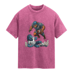 Fierce Br Defeating Lio Washed Cotton T-Shirt Gift For Football Lovers