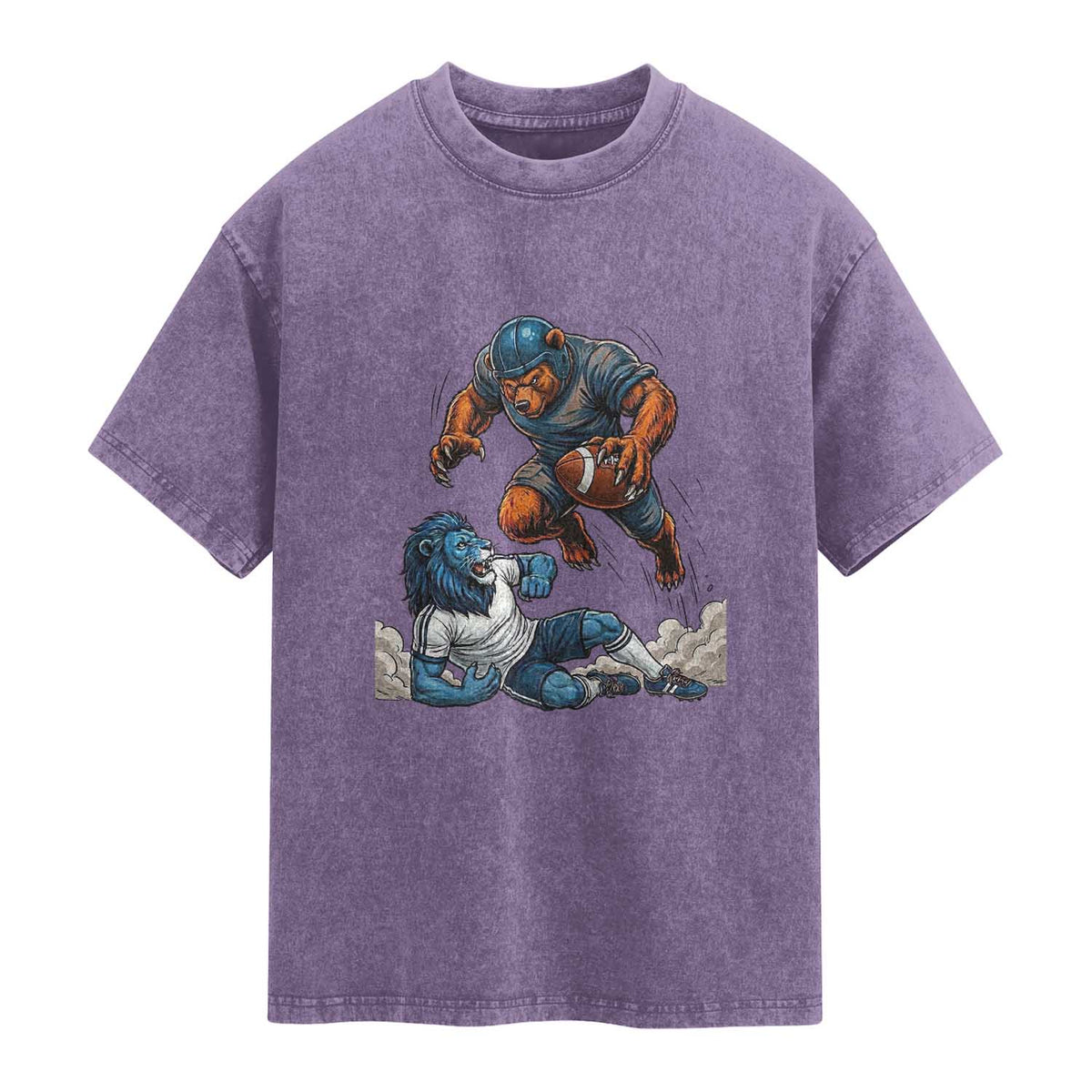 Fierce Br Defeating Lio Washed Cotton T-Shirt Gift For Football Lovers