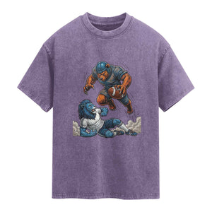 Fierce Br Defeating Lio Washed Cotton T-Shirt Gift For Football Lovers