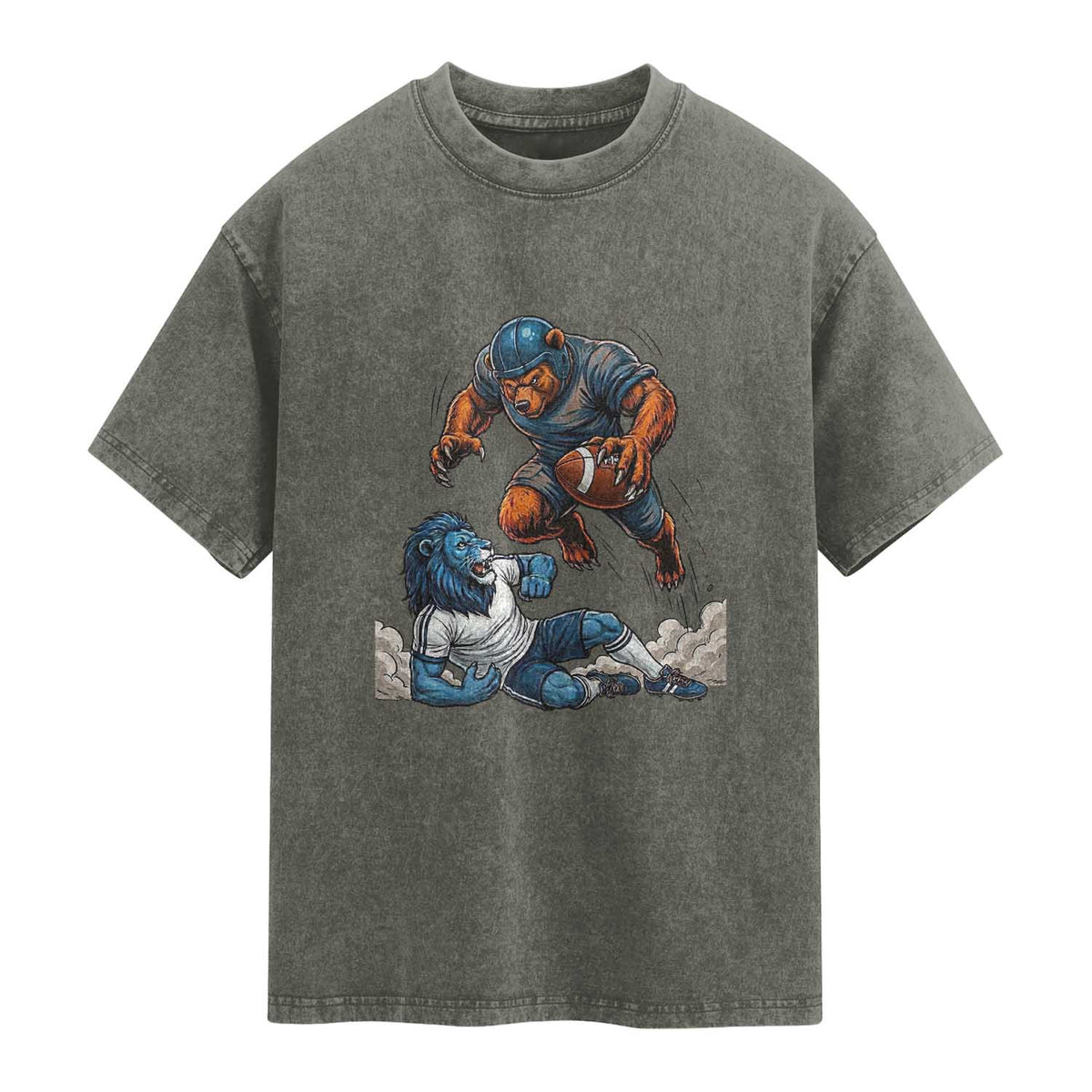 Fierce Br Defeating Lio Washed Cotton T-Shirt Gift For Football Lovers