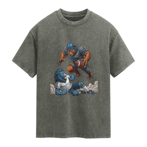 Fierce Br Defeating Lio Washed Cotton T-Shirt Gift For Football Lovers