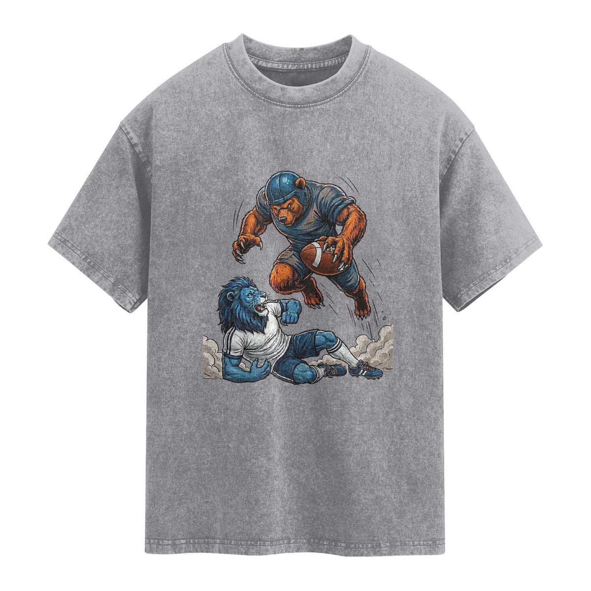 Fierce Br Defeating Lio Washed Cotton T-Shirt Gift For Football Lovers