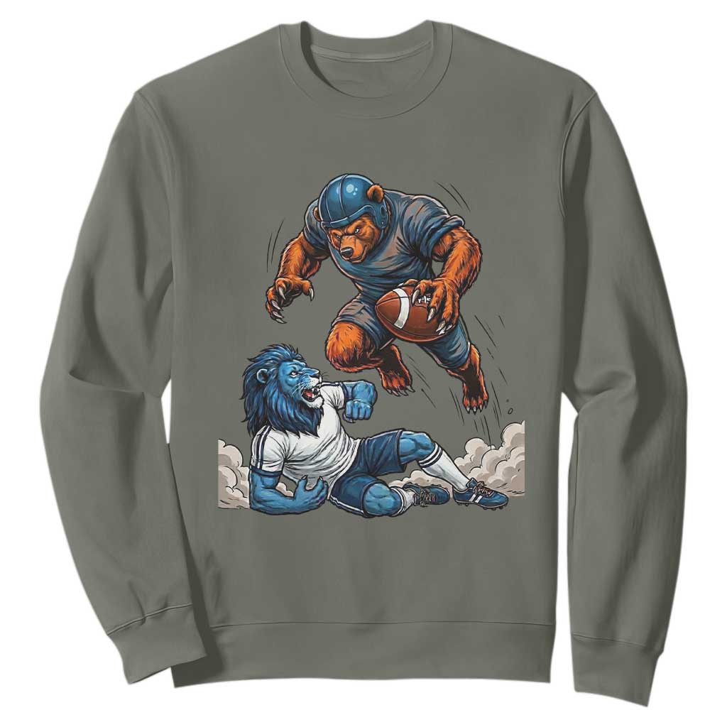 Fierce Br Defeating Lio Sweatshirt Gift For Football Lovers TS12 Military Green Print Your Wear