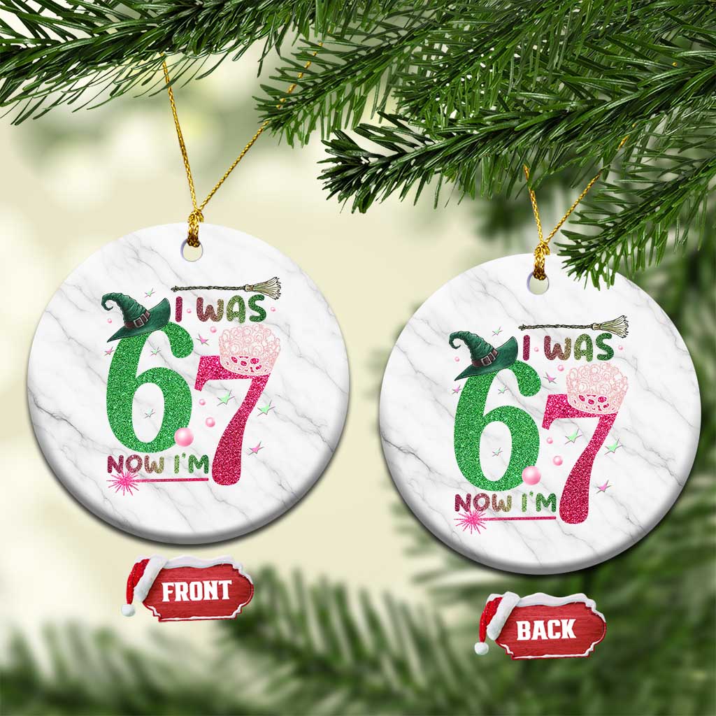 Birthday Girl I Was 6 Now I Am 7 Ceramic Ornament Gift For Alpha Kids TS12 1pc White Marble Print Your Wear
