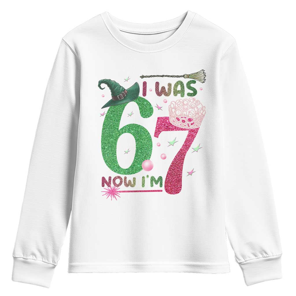 Birthday Girl I Was 6 Now I Am 7 Youth Sweatshirt Gift For Alpha Kids TS12 White Print Your Wear