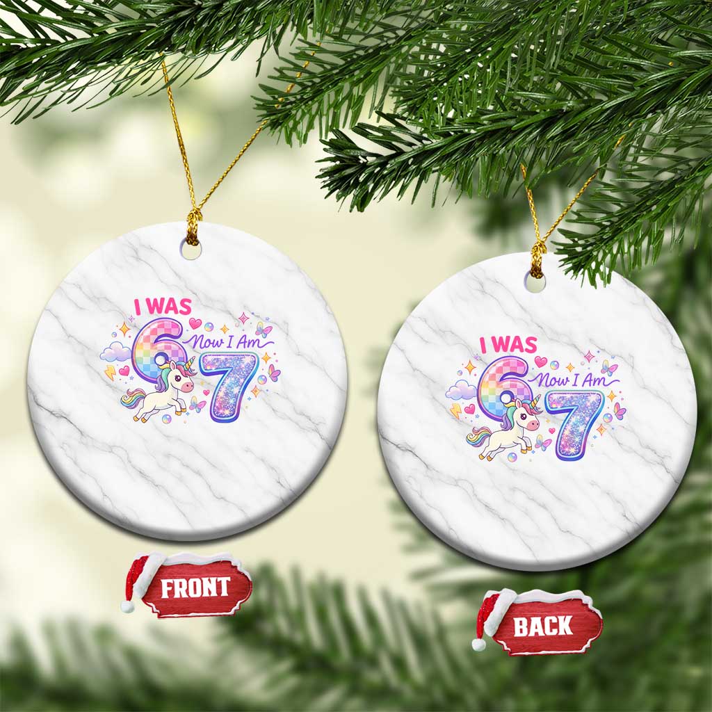 I Was 6 Now I Am 7 Ceramic Ornament Funny Birthday Alpha Kids TS12 1pc White Marble Print Your Wear