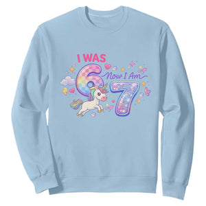 I Was 6 Now I Am 7 Sweatshirt Funny Birthday Alpha Kids TS12 Light Blue Print Your Wear