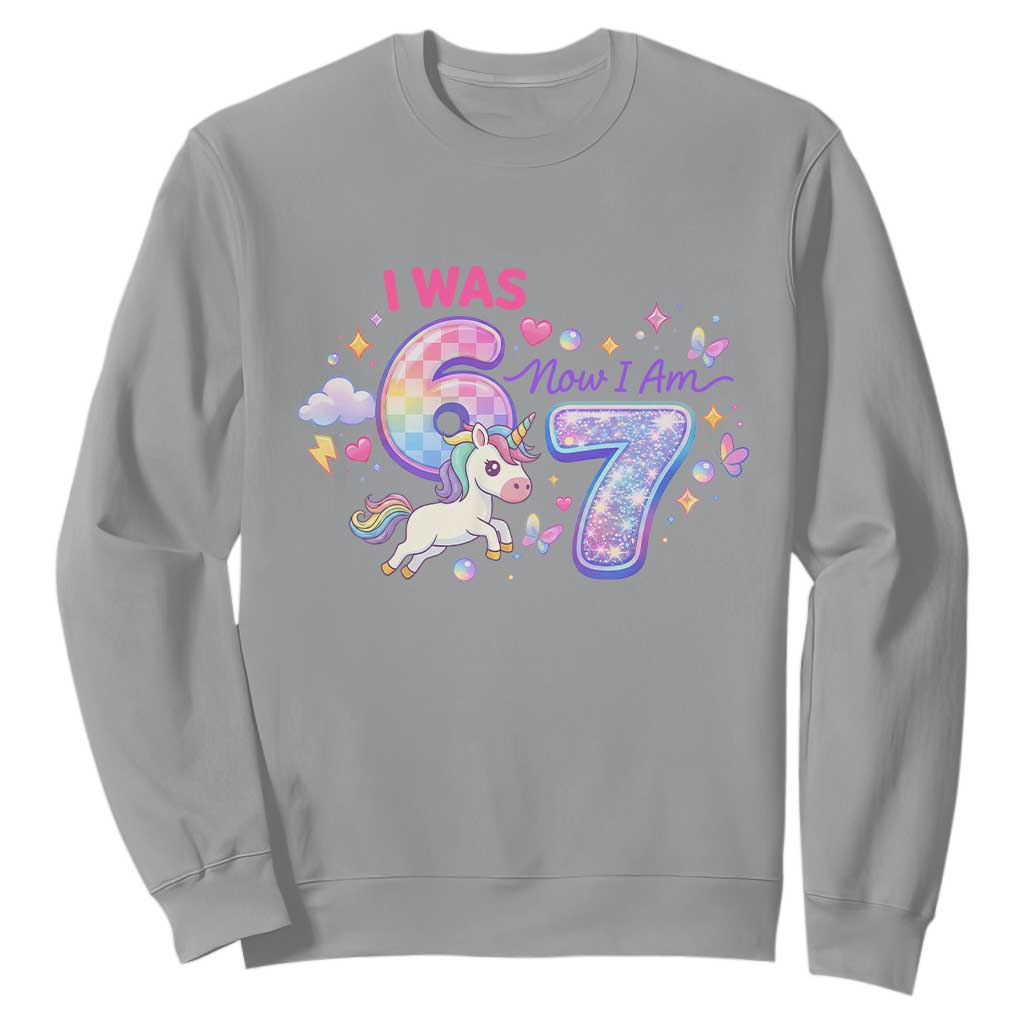I Was 6 Now I Am 7 Sweatshirt Funny Birthday Alpha Kids TS12 Sport Gray Print Your Wear