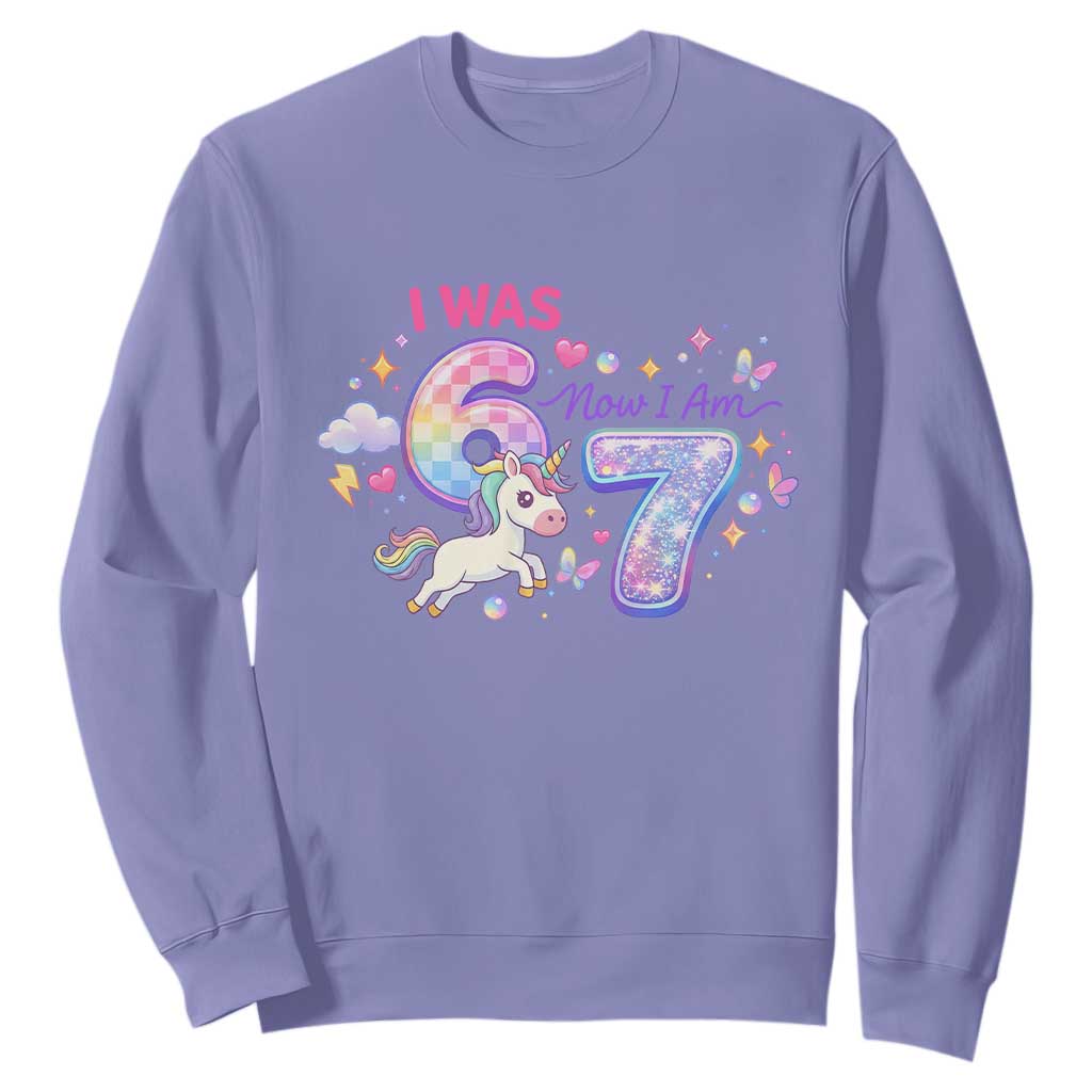 I Was 6 Now I Am 7 Sweatshirt Funny Birthday Alpha Kids TS12 Violet Print Your Wear