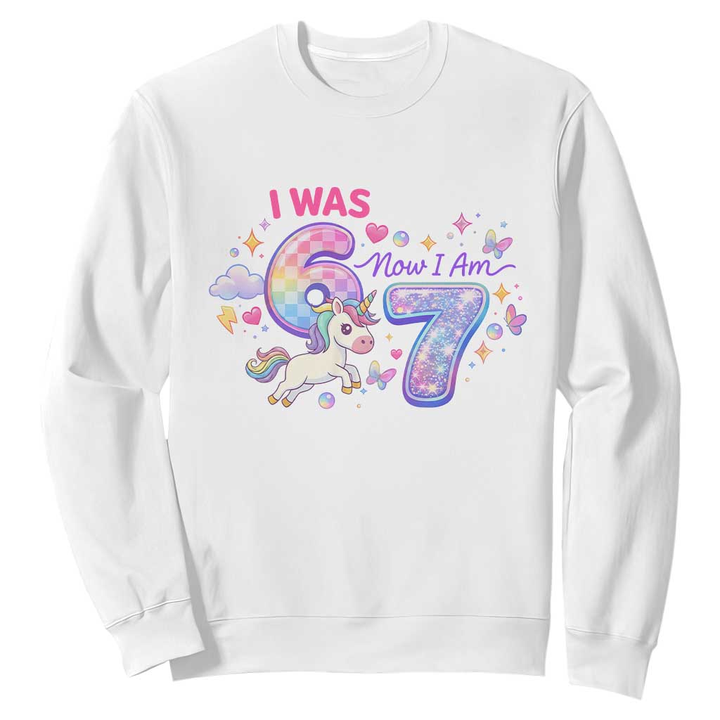 I Was 6 Now I Am 7 Sweatshirt Funny Birthday Alpha Kids TS12 White Print Your Wear