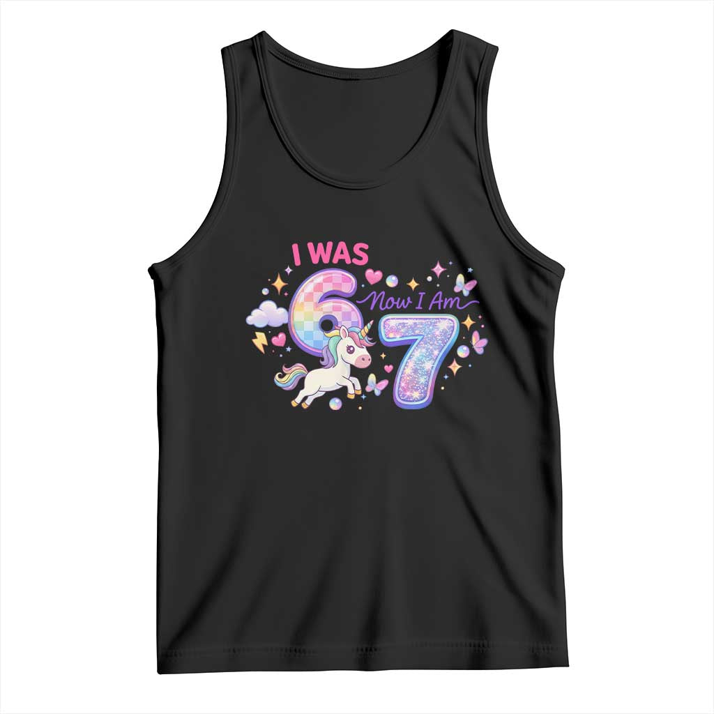 I Was 6 Now I Am 7 Tank Top Funny Birthday Alpha Kids TS12 Black Print Your Wear